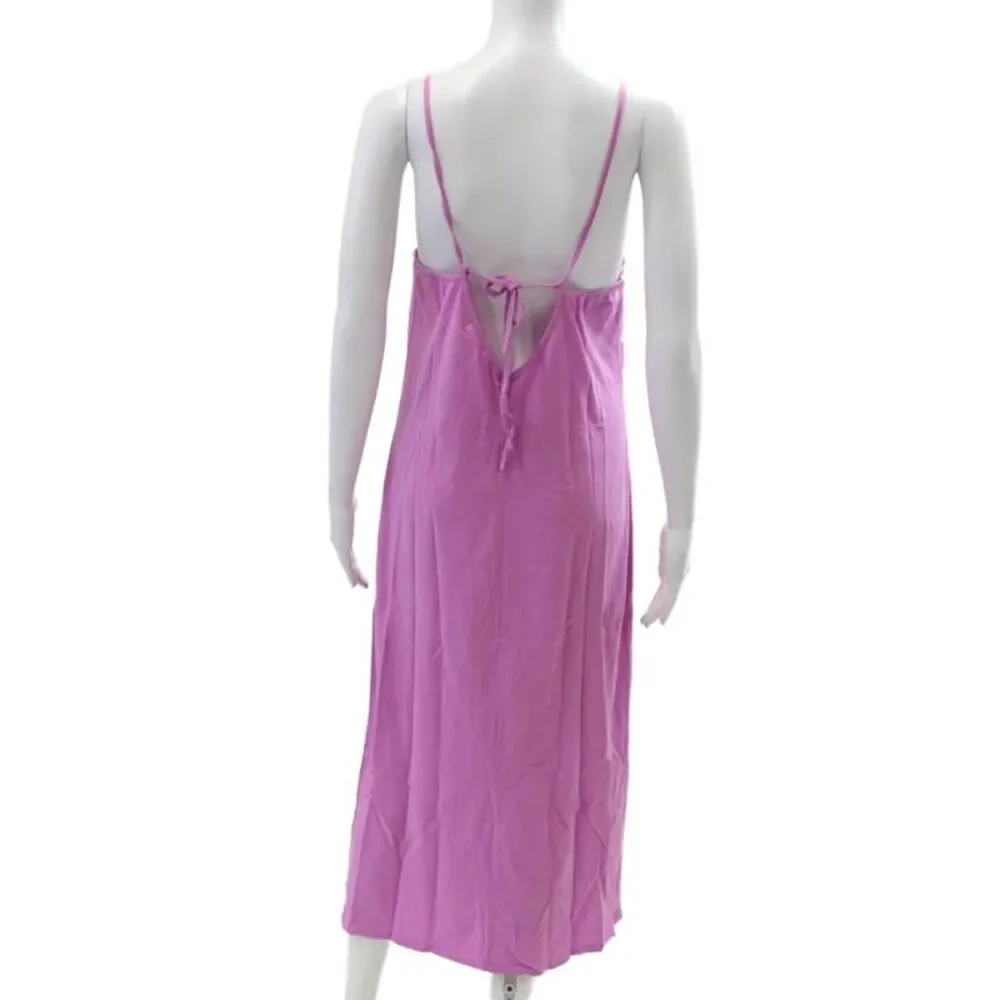 Z Supply Womens Textured Spaghetti Strap V-neck Casual Dress Pink Sz M